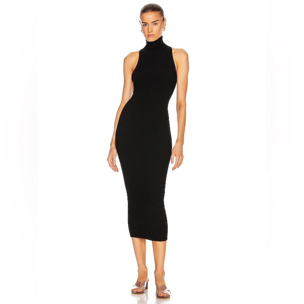 Women's A.L.C. Black Sarah Sleeveless Ribbed Knit Turtleneck Midi Dress Size S